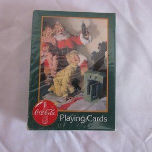 Vintage Coca Cola Christmas Santa Playing Cards No. 334 Sealed Green Santa Coke